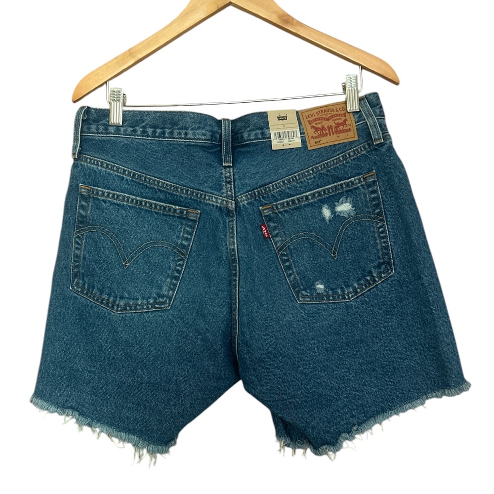 Levi’s 501s Distressed Highrise Denim Jean Non stretch Button Fly Short Size 31 - Picture 2 of 11
